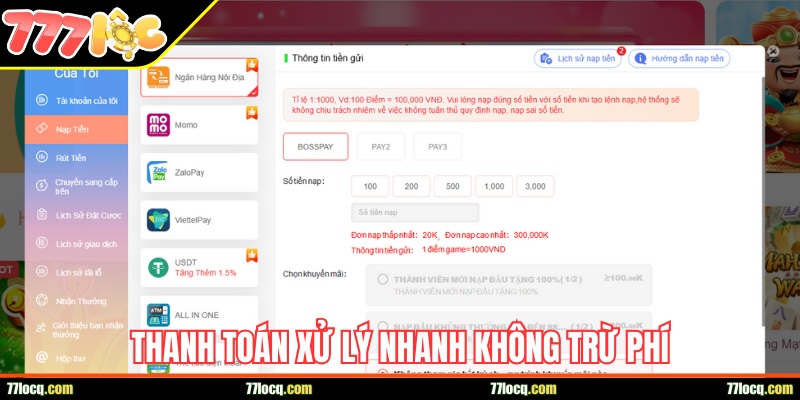 Thanh toán xử lý siêu nhanh không trừ phí Thanh toán xử lý siêu nhanh không trừ phí